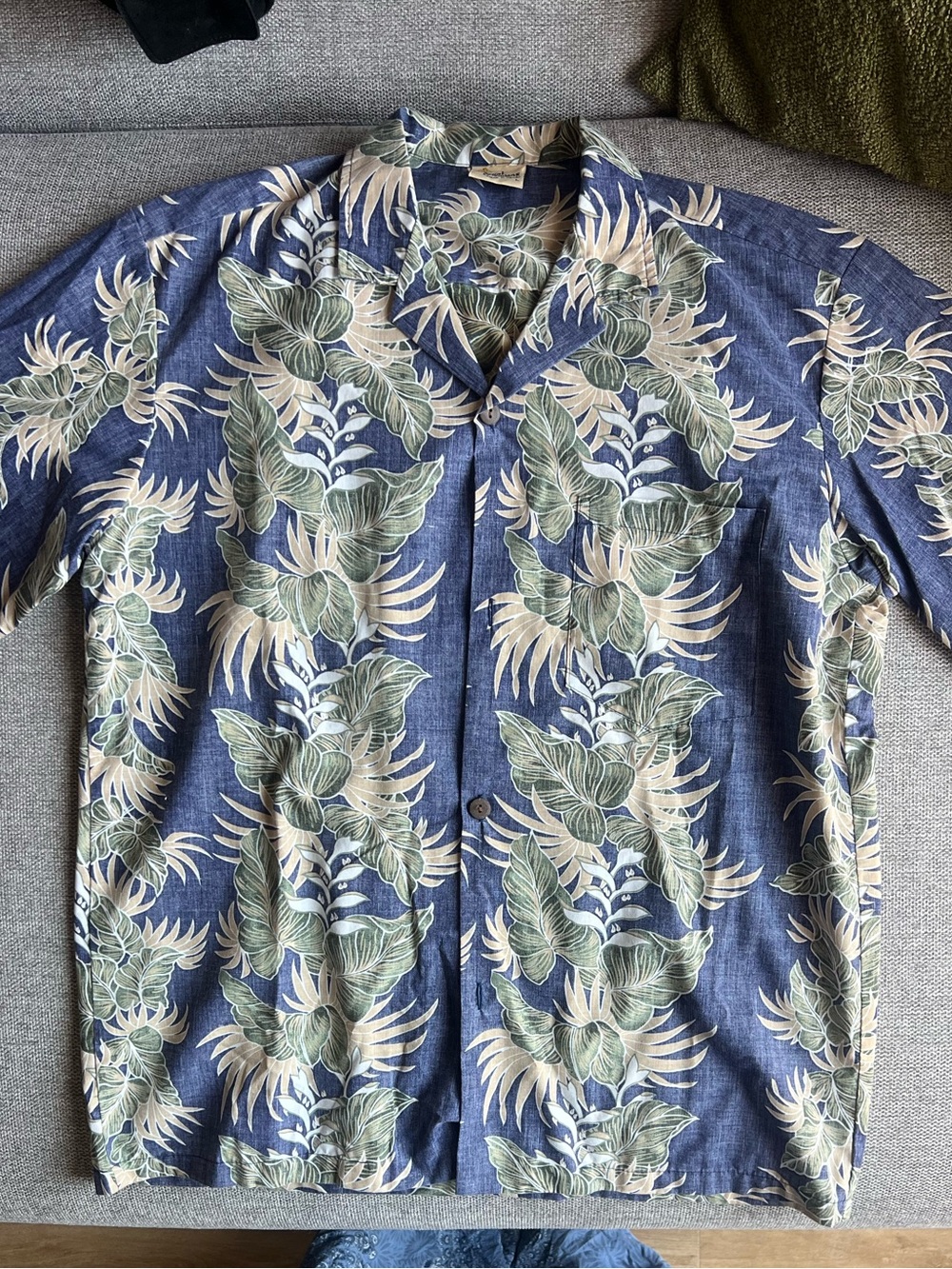 Men's Blue Floral Camp Collar Button-Down Shirt